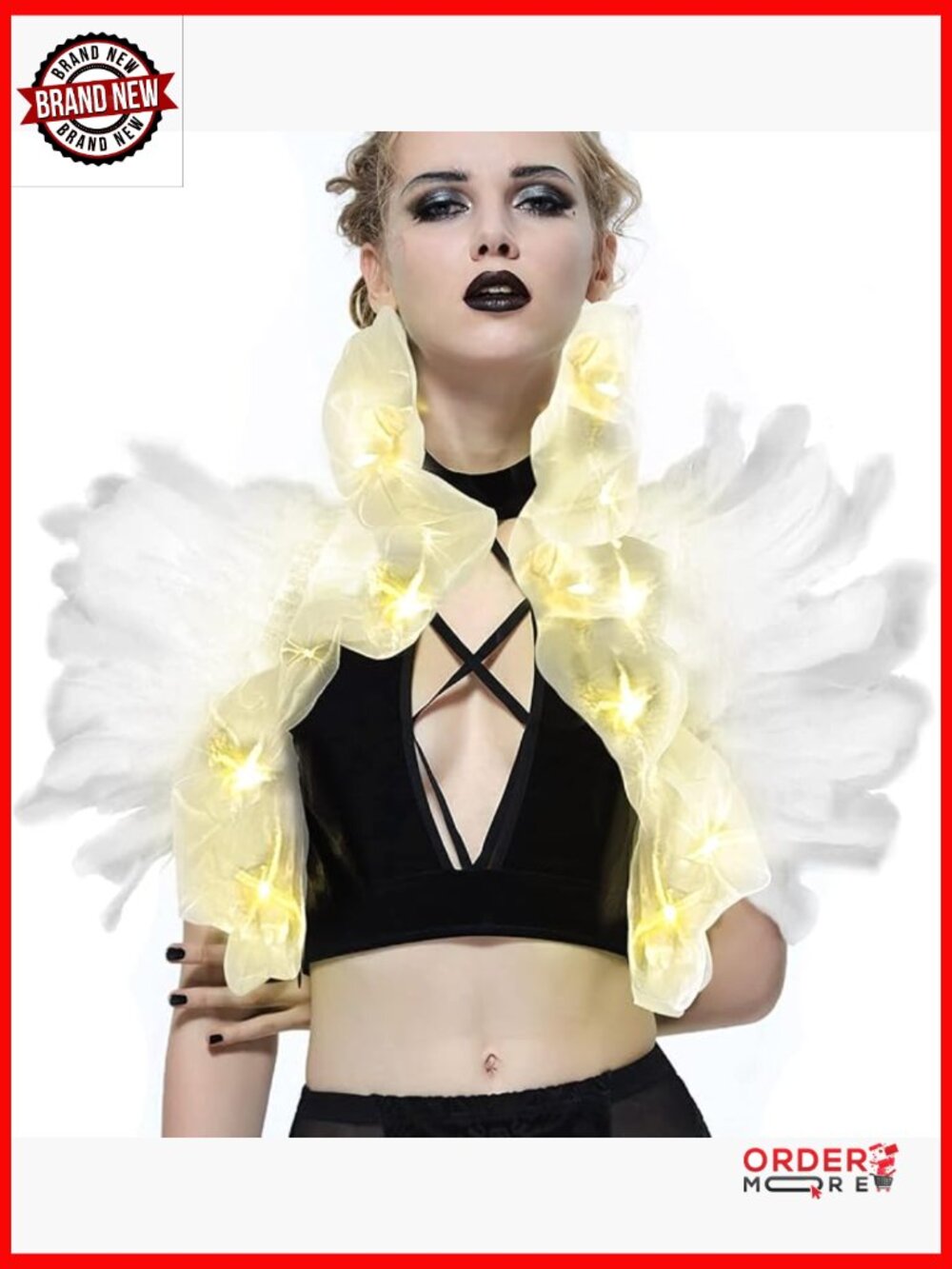 Victorian Natural Feather Shawl Shrug Shoulder Wrap Gothic Collar Costume